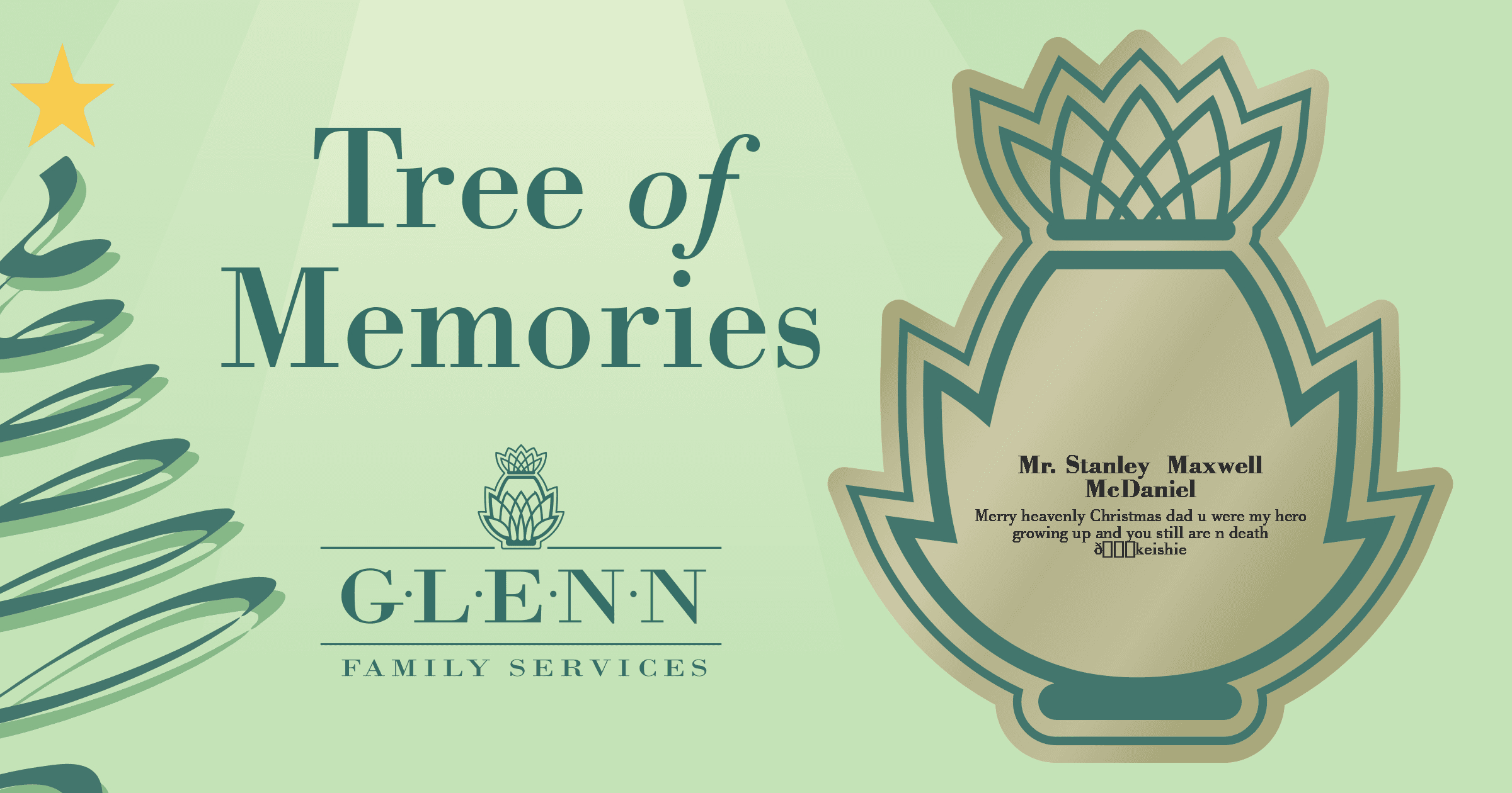 Mr. Stanley Maxwell McDaniel | 2022 Glenn Tree of Memories